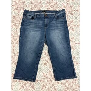 D.Jean Womens Plus Size 22W Denim Capris Medium Wash Stretch Cropped Jeans